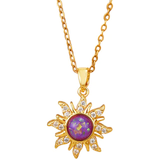 Colar de aço inoxidável - Princesa Perdida - Jóias Cosplay - Colar Princesa - Colar da Princesa Coroa - Sol Roxo