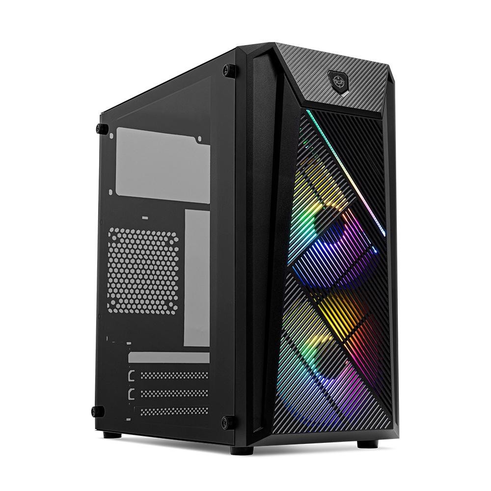 Gabinete Gamer TGT Erion, RGB, Mini-Tower, Lateral Acrilico, Com 2 Fans, Preto, TGT-ERN-RGB01