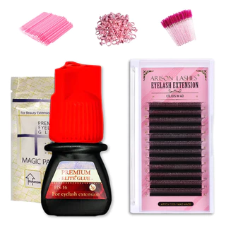 Kit Cola Elite HS-16 + Arison Lashes 4D 8mm a 15mm 0.07D Mix Extensão De Cílios Postiço Tufinho