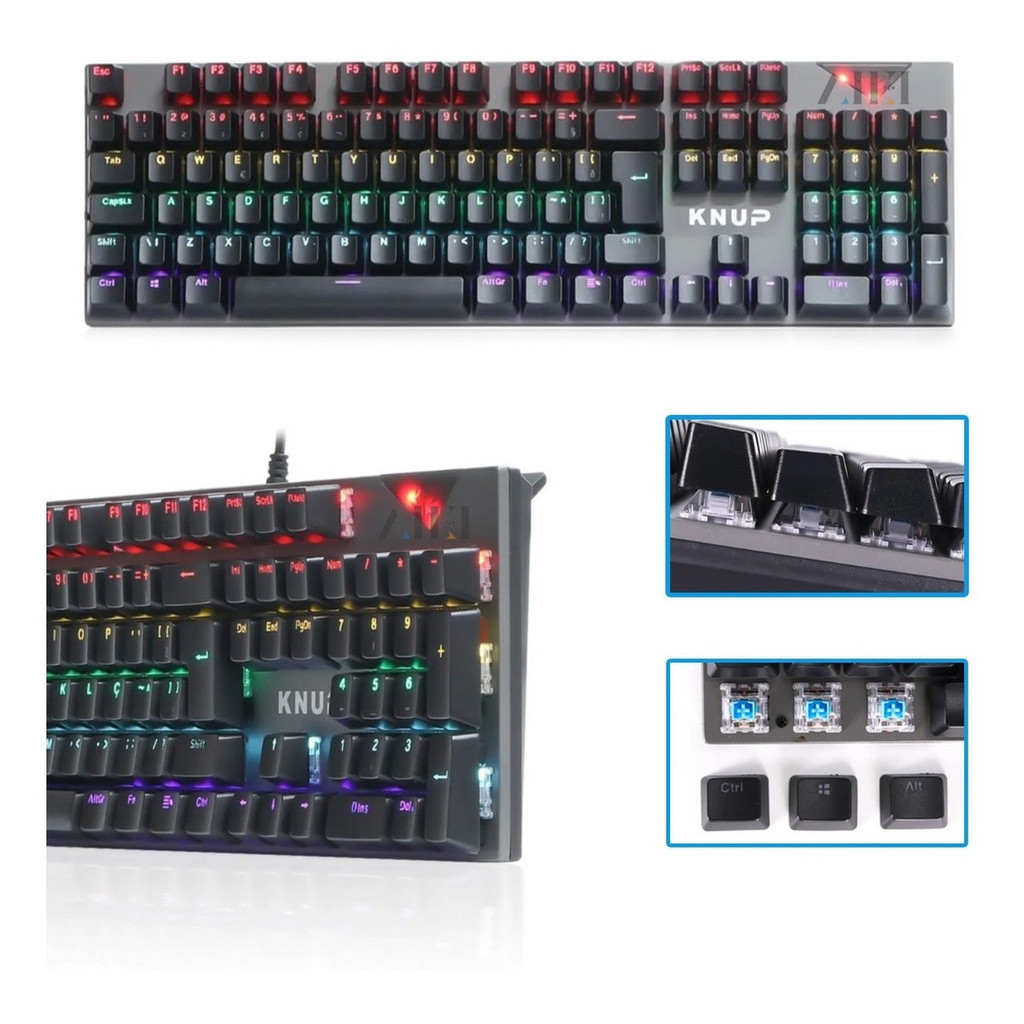 Teclado gamer K-Mex Steampunk KMM8 QWERTY Huano Blue