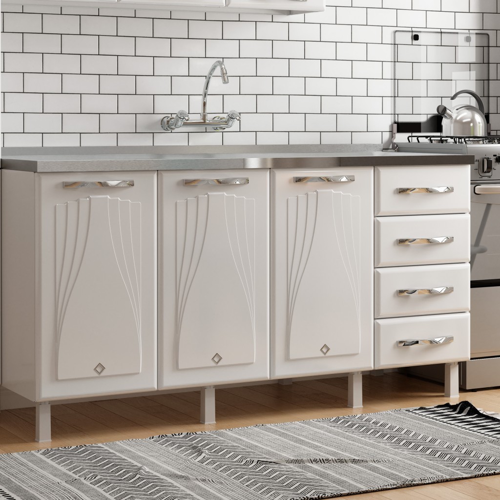 Balcão de Cozinha Aço Star New 3 Portas 4 Gavetas | Shopee Brasil