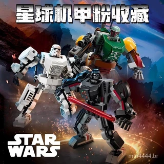 Compatível com a série Lego Star Wars Bobaffert Mech Set White Ice Warrior Man Doll Blockwork Toy YNXZ
