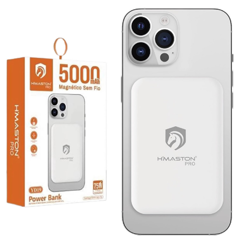 Carregador Portatil Power Bank Magnetico 7.5w Hmaston Original 5000 MAH