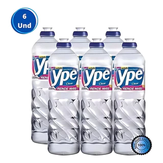 Detergente Ypê Clear Líquido 500ml Rende Mais Kit Com 6 Unidades