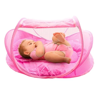 Cama Berço Mosquiteiro Dobrável Rosa Cama Portatil Bebe