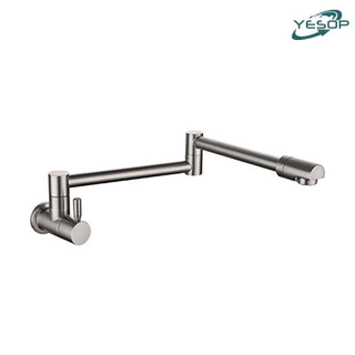 Torneira Gourmet Cozinha De Parede Articulável Dobrável Aço Inoxidável Cor Prata Escovada Yesop