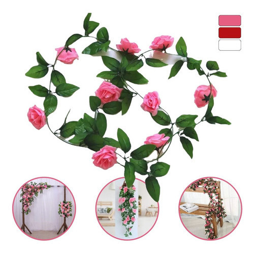 Corrente De Rosas Artificiais 2,25 Metros Flores Decorativas Decoração ...