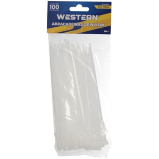 Abraçadeira de nylon branca 3,6 mm x 15 cm com 100 peças - Western