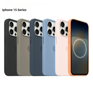 Capa Magnética Original Apple Magsafe Silicone Líquido Magnético Para iPhone 15 Pro Max Plus Proteção Total Da Parte Traseira
