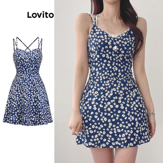 Lovito Vestido floral Boho Ditsy para mulheres L86ED095