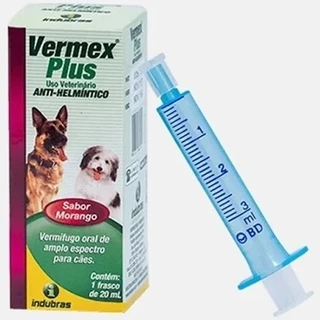 Vermex Plus 20Ml Sabor Morango Cães e Gatos - INDUBRAS