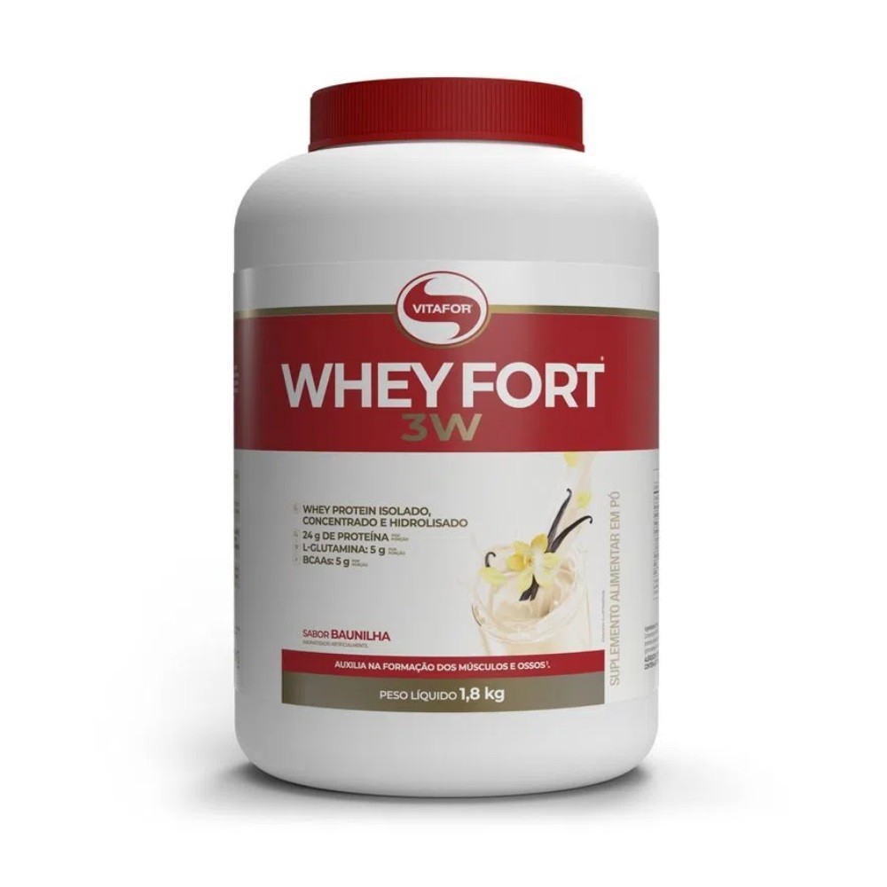 Whey Fort 3W 1,8kg Baunilha - Vitafor