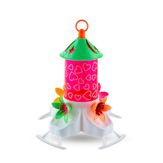 Bebedouro Beija Flor com Poleiro e Chapéu Só Love - Rosa