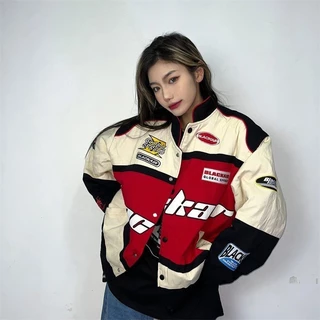 Primavera Nova Jaqueta De Motocicleta Homens Mulheres bf Americana Solta Uniforme De Beisebol Alto