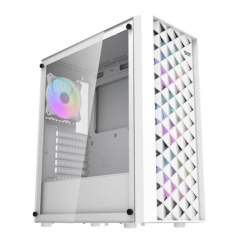 Gabinete Gamer Aigo Darkflash DK351, RGB, Mid-Tower, Lateral de Vidro, Com 4 Fans, Branco, DK351-WH