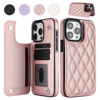 Capa De Couro Com Ranhura Para Cartão Compatível iPhone 15 Pro Max 14 13 12 11 SE 3 2 X XS XR 8 7 Plus Carteira Botão Duplo Pequeno Porta-Cartões De Vento Fragrância