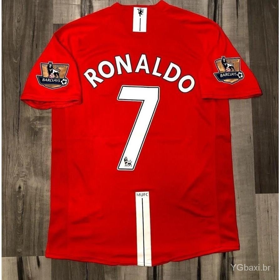 20007-08 Manchester United Home Jersey 7 Ronaldo 10 ROONEY Camiseta de futebol Jersey Manga curta