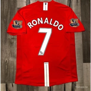 20007-08 Manchester United Home Jersey 7 Ronaldo 10 ROONEY Camiseta de futebol Jersey Manga curta