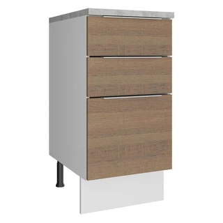 Balcão Madesa Stella 40 cm 3 Gavetas - Branco/Rustic em Oferta na Shopee