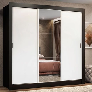 Guarda Roupa Casal Madesa Lyon 3 Portas de Correr com Espelho 2 Gavetas em Oferta na Shopee