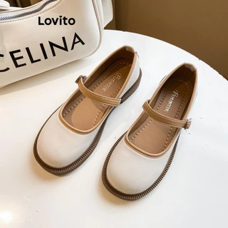 Lovito Fofo Sapato Boneca Feminino Simples com Fivela Sapatilha de Balé LFA22003