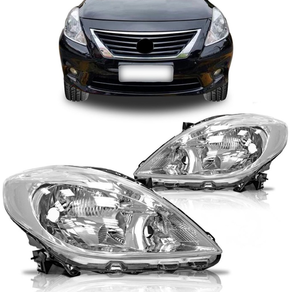 Farol Versa 2011 2012 2013 2014 2015 Cromado | Shopee Brasil