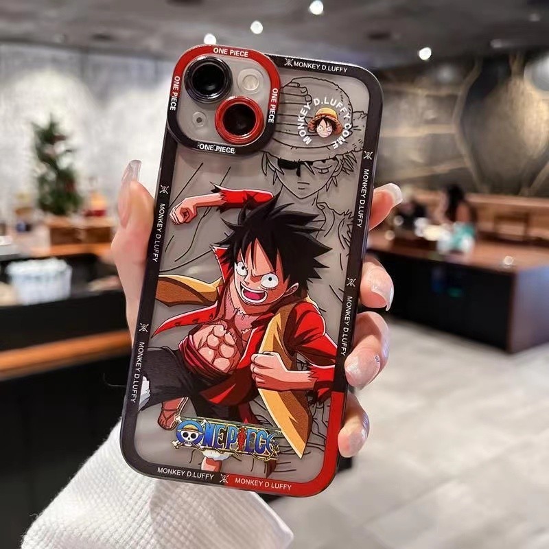 Capinha iphone 11/12/13/14/15 Pro max 7 8 Plus One Piece Luffy Transparente Tpu Protetor De Câmera Anti-Queda Costas Da Prova De Choque Capinha Para iPhone 15