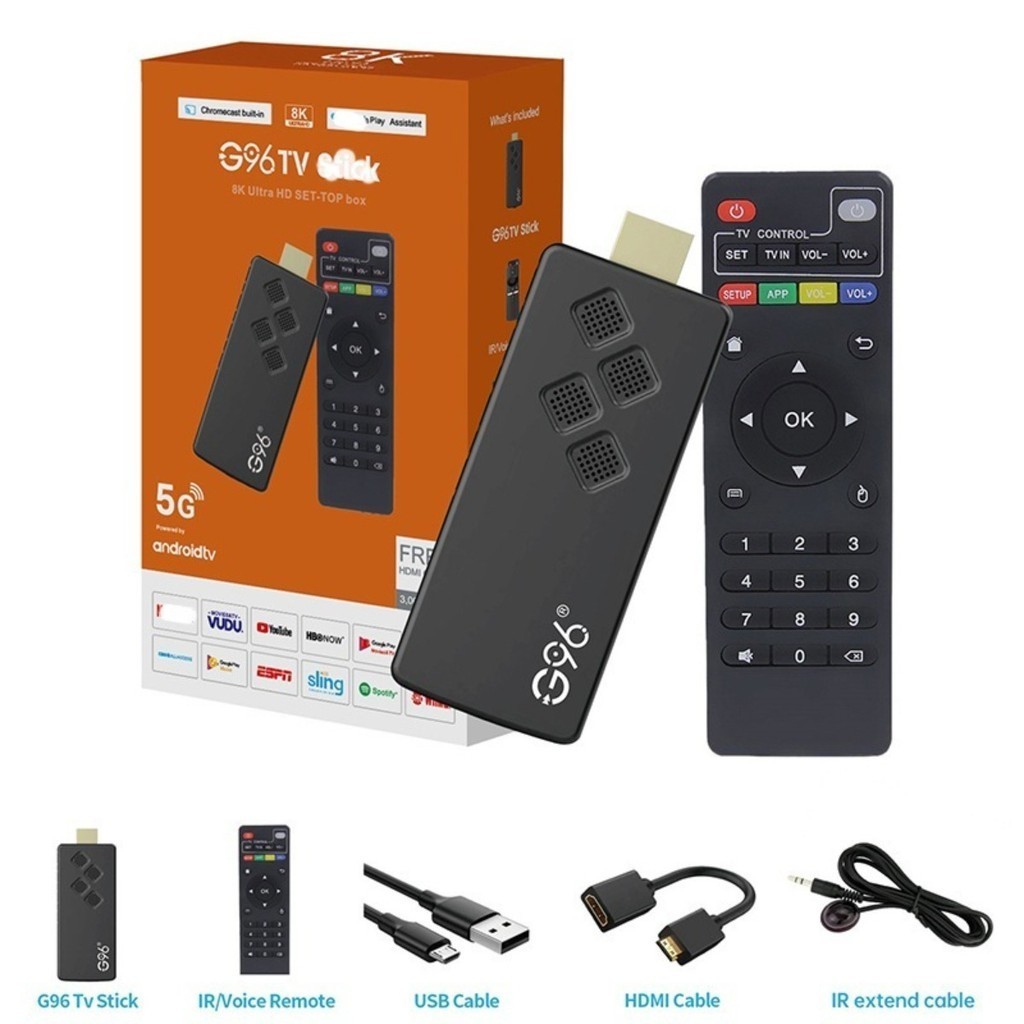 G96 4K Smart TV Stick Android13 ATV OS Top Set Box Allwinner h313 2GB16GB 2.4G & 5G Dual Wifi BT5 Netflix Youtube Media Player Para Google Miracast Streaming De Alta Definição