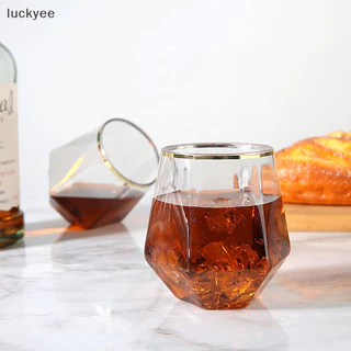 luckyeo Estilo Europeu Gold Edged Hexagonal Plástico Doméstico Transparente Whiskey Vinho Estrangeiro TQ