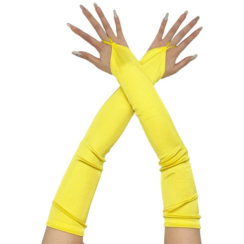 Evening Dinner Long Gloves Proms Gloves Black Satins Gloves for