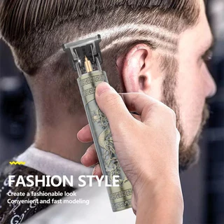 Máquina de Corte de Cabelo Elétrica Sem Fio T9 Vintage Profissional Aparador de barba e barbeador