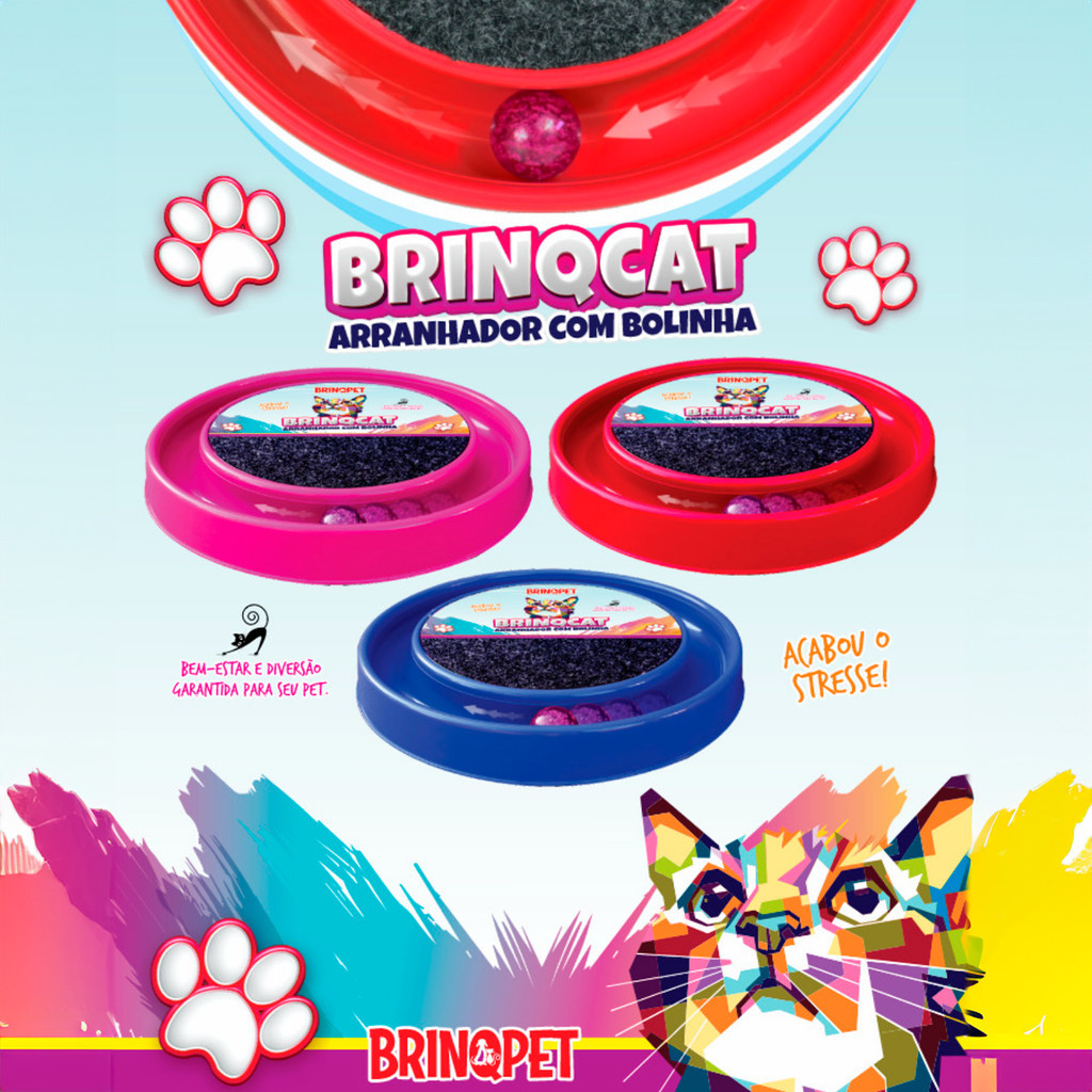 Imagem do produto Arranhador Gato Redondo Com Bolinha Interativo Antiestresse Para Gatos 2
