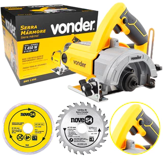 Serra Mármore Profissional Tipo Makita Bosch Vonder Smv1450 + 2 Discos De Corte - Madeira, Concreto