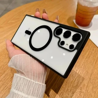 Estrutura Fosca Caixas Magnéticas Seguras Para Samsung Galaxy S24 S23 S22 Ultra Plus Carregamento Sem Fio Cobertura Acrílica Telefone Celular