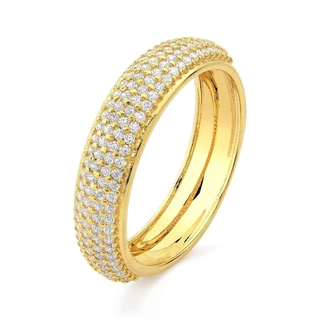 Anel de Ouro Feminino Meia Aliança Larga 5mm em Oferta na Shopee