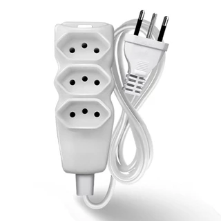 Extensão Pratik Cabo PP 2P+T 3x0,75mm 3 Tomadas 3m Branca em Oferta na Shopee