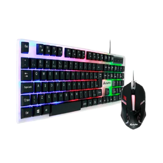 kit Teclado E Mouse Semi Mecânico Com Fio USB RGB Luzes Coloridas Computador Notebook Informática