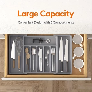 1pc Prataria Gaveta Organizador, Utensílio Expansível Bandeja Para Cozinha, Garfo Ajustável, Colher, Pauzinhos E Prataria Caixa De Armazenamento, Divisor De Talheres Rack De Armazenamento Organizador