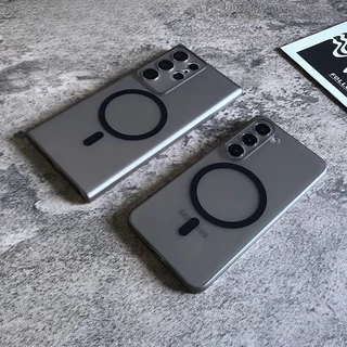 S24 Estojo Ultra Magsafe Para Samsung S20 FE S23 Galaxy S22 S24 Plus Slim Matte Fino PC Capa Magnética À Prova De Choque Funda