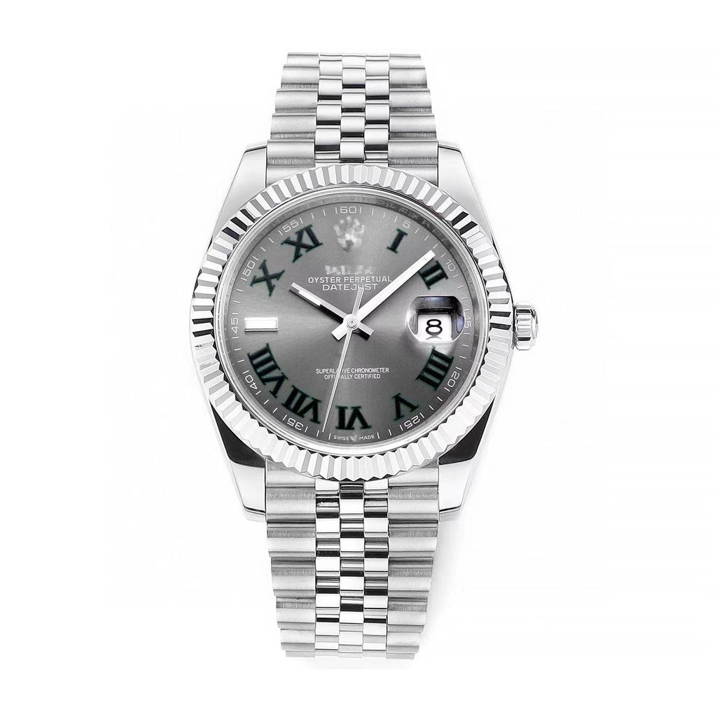 Relógio Automático de Banda de Aço 904L de 40mm de Superfície Cinza para Homens de Superfície Cinza Calendário Único Automático
