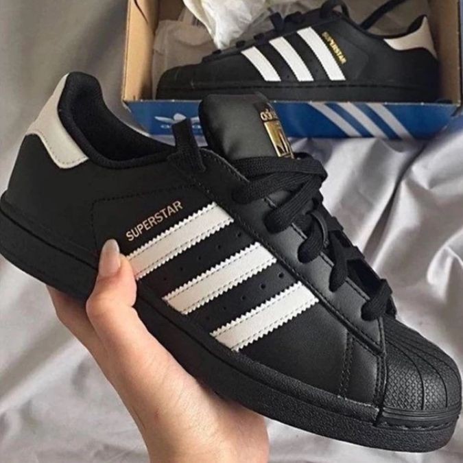 Tênis superstar preto estilo casual, sapatos masculinos e femininos