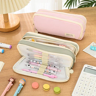Saco De Lápis Kawaii Bonito De Grande Capacidade Caixa Angoo Multifuncional Estudante Papelaria Estojo + Afiador 1pcs