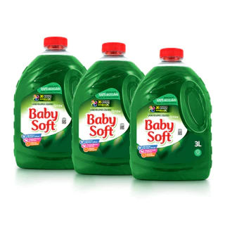 Kit 3 Lava Roupas Líquido Baby Soft Total Max 3L Verde
