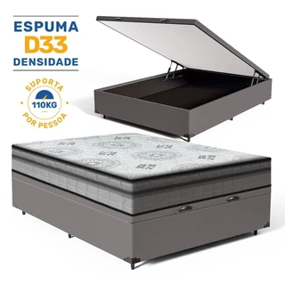 Cama Box Baú com Colchão Espuma D33 Pillow In Anjos Ortosleep Casal 138x188x60cm