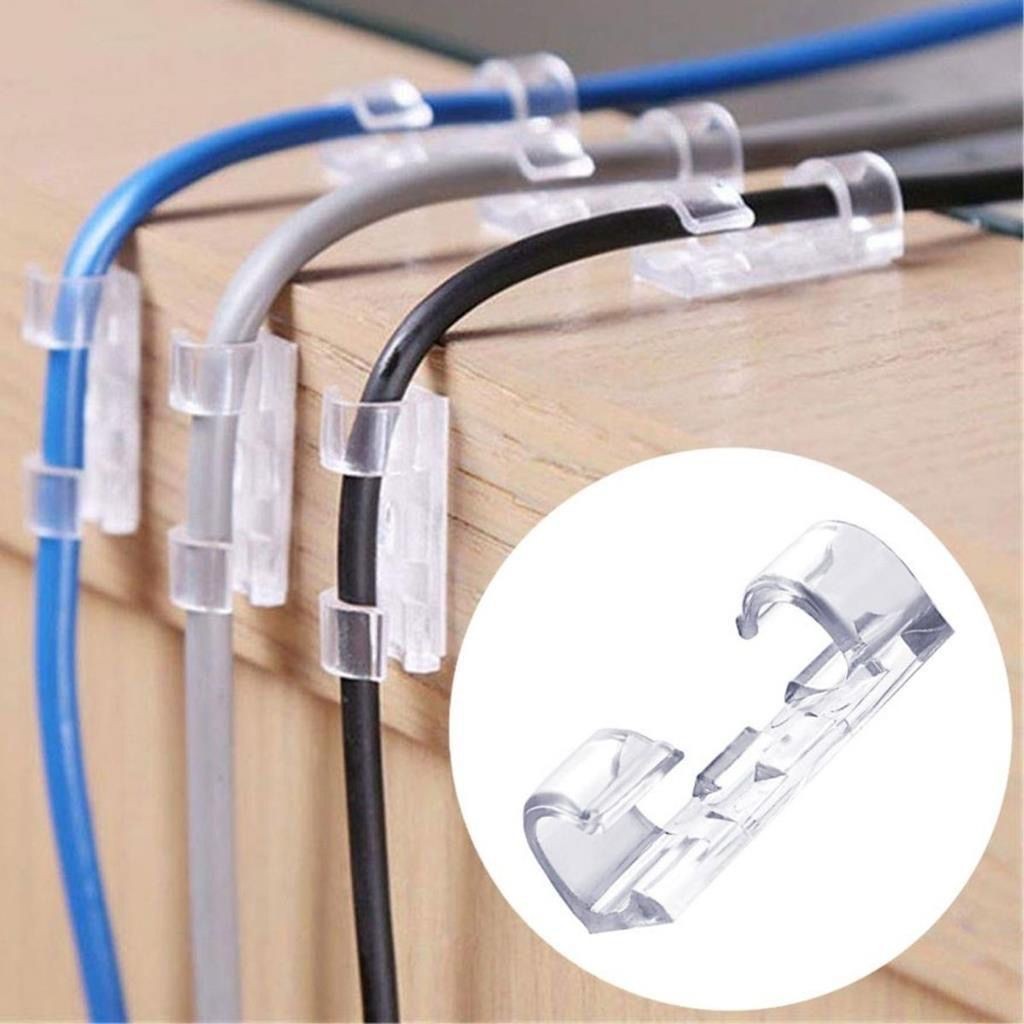 Fixa Passa Fio Adesivo Organizador Plástico p/ Cabos Kit Clip Prendedor Organizador De Cabos Fios