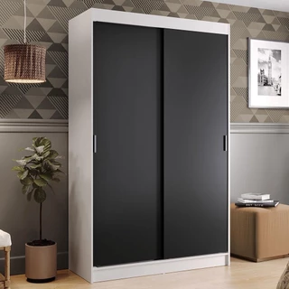 Guarda-Roupa Solteiro Madesa Tokio 2 Portas de Correr 2 Gavetas - Branco/Preto em Oferta na Shopee