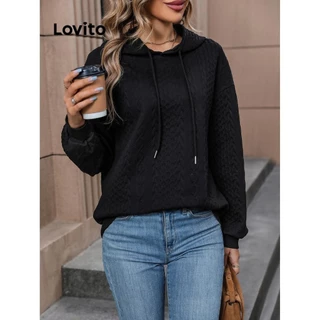 Lovito Moletom casual jacquard liso para mulheres LNL58106
