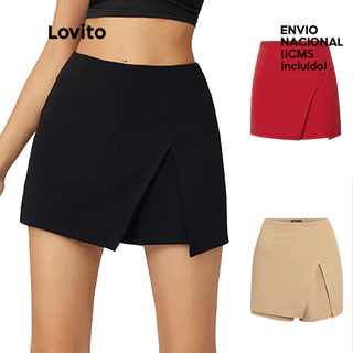 Lovito Shorts Casual Slim Fit Dividido Frontal Básico L21AS062