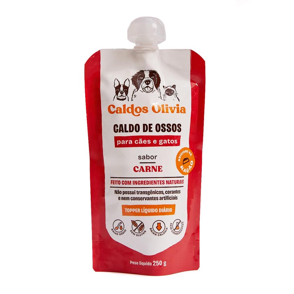 Caldo de Ossos Bovino para Cães e Gatos 250gr - Caldos Olivia