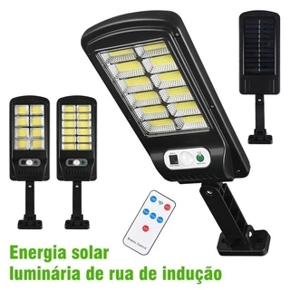 Luminária Solar Poste Rua Refletor Cob 200W Sensor Presença Movimento Prova D' Água Com Controle LKY-0018